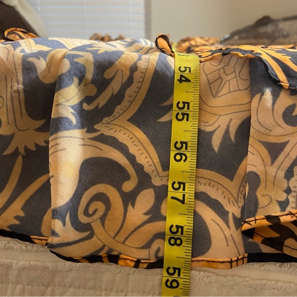 Akira Baroque Gold Black Plunging Neck Ruffled Maxi High Low Dress L Large - Picture 15 of 15